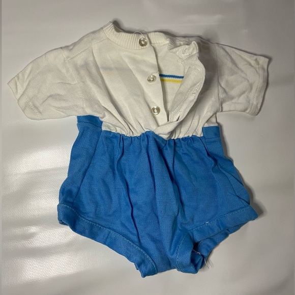 Vintage baby onesie 0-3 months blue yellow - Picture 5 of 7